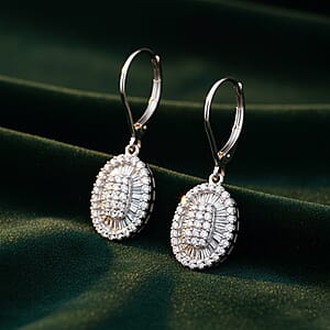 D'Joy Diamond 1.00 ctw Cocktail Cluster Earrings in Rhodium Over Sterling Silver