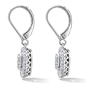 D'Joy Diamond 1.00 ctw Cocktail Cluster Earrings in Rhodium Over Sterling Silver