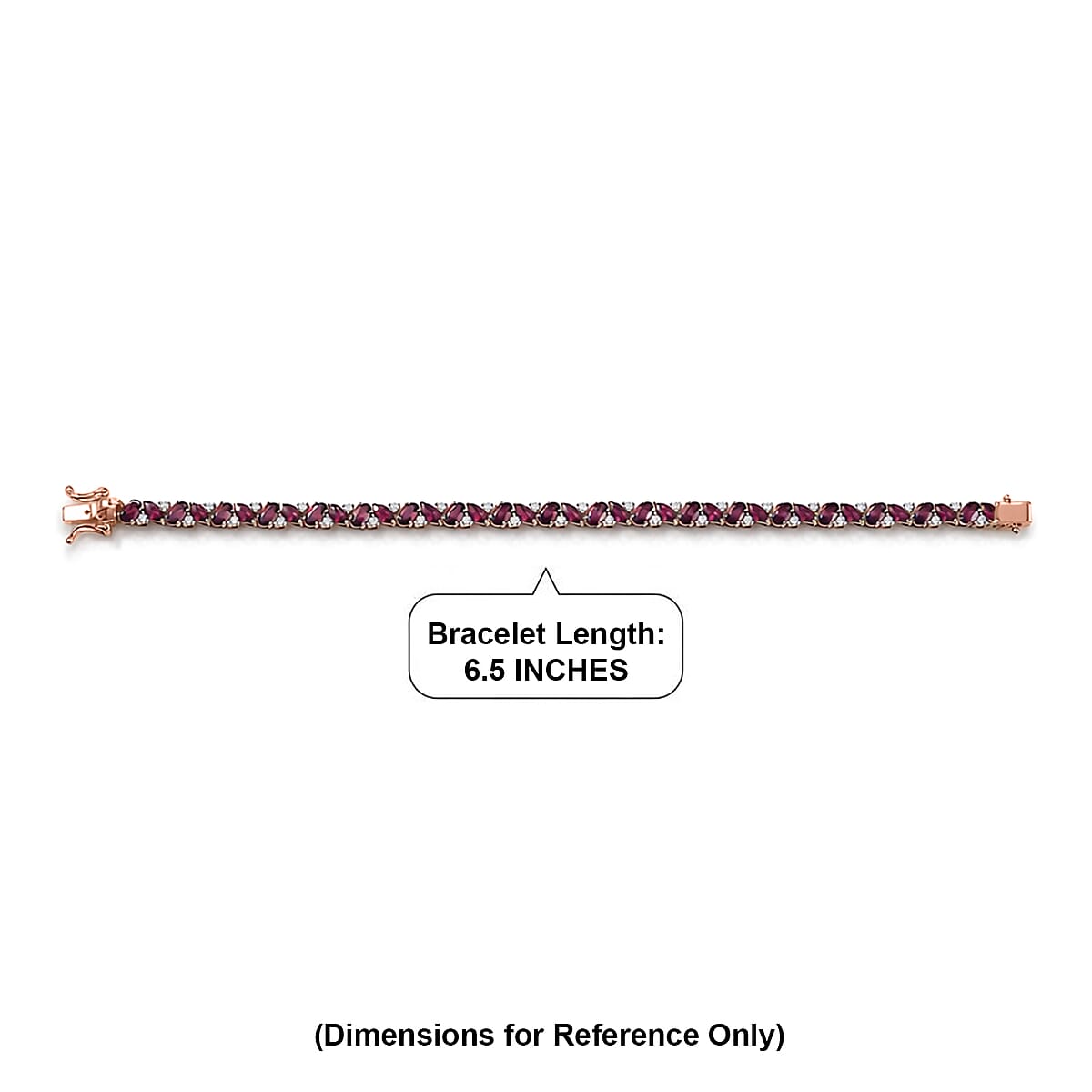 D'Joy Premium Malawi Magenta Garnet and Moissanite 9.85 ctw Moonlit Bloom Bracelet in 18K Vermeil Rose Gold Over Sterling Silver (6.50 In) image number 4