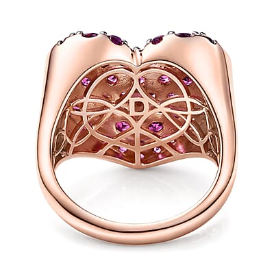D'Joy Premium Malawi Magenta Garnet 4.50 ctw Twilight Romance Ring in 18K Vermeil Rose Gold Over Sterling Silver (Size 10.0)