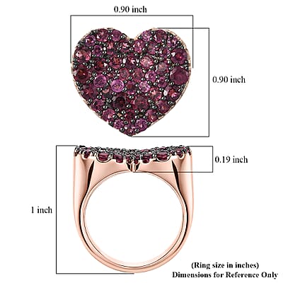 D'Joy Premium Malawi Magenta Garnet 4.50 ctw Twilight Romance Ring in 18K Vermeil Rose Gold Over Sterling Silver (Size 10.0)