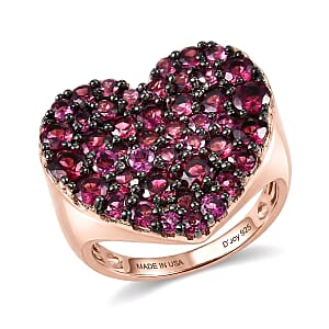 D'Joy Premium Malawi Magenta Garnet 4.50 ctw Twilight Romance Ring in 18K Vermeil Rose Gold Over Sterling Silver (Size 6.0)