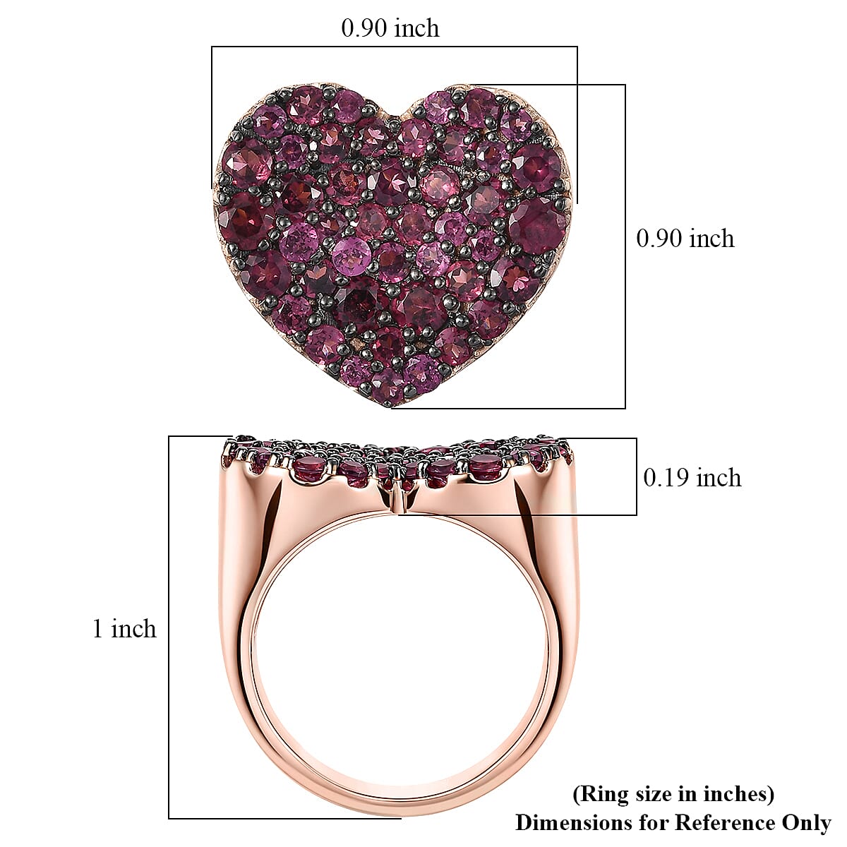 D'Joy Premium Malawi Magenta Garnet 4.50 ctw Twilight Romance Ring in 18K Vermeil Rose Gold Over Sterling Silver (Size 7.0) image number 5