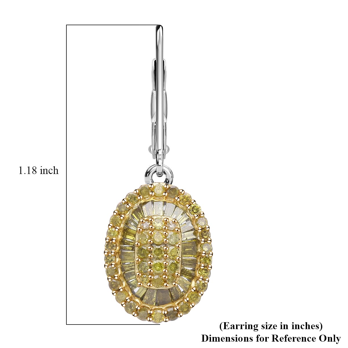 D'Joy Yellow Diamond 1.00 ctw Cocktail Cluster Earrings in Rhodium Over Sterling Silver image number 4