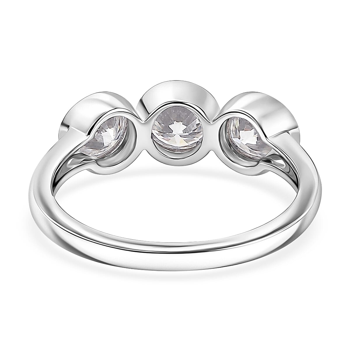 D'Joy Moissanite 1.40 ctw Trinity Ring in Platinum Over Sterling Silver (Size  5.0)