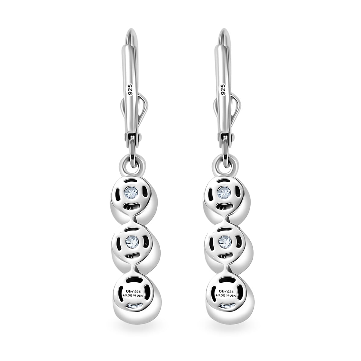 D'Joy Moissanite 1.50 ctw Trinity Earrings in Platinum Over Sterling Silver image number 4