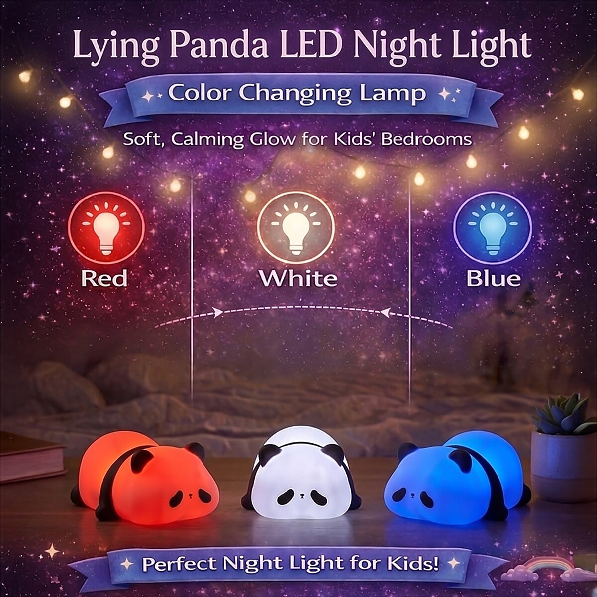 Livmore Sleepy Panda RGB LED Light (3xAAA Not Included) image number 2