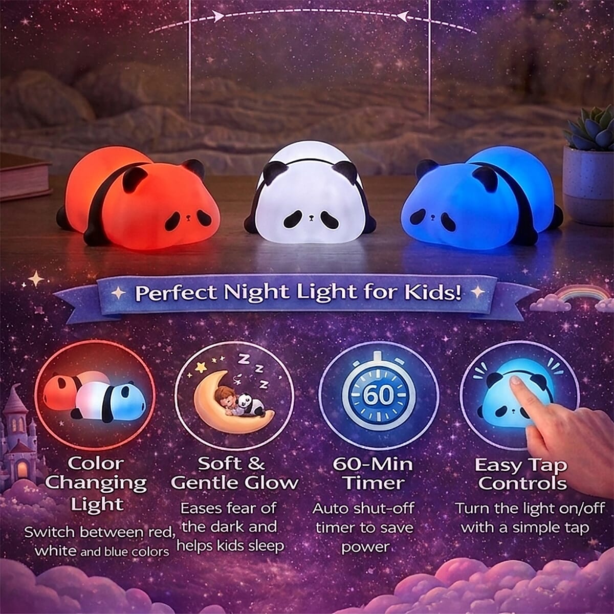 Livmore Sleepy Panda RGB LED Light (3xAAA Not Included) image number 3