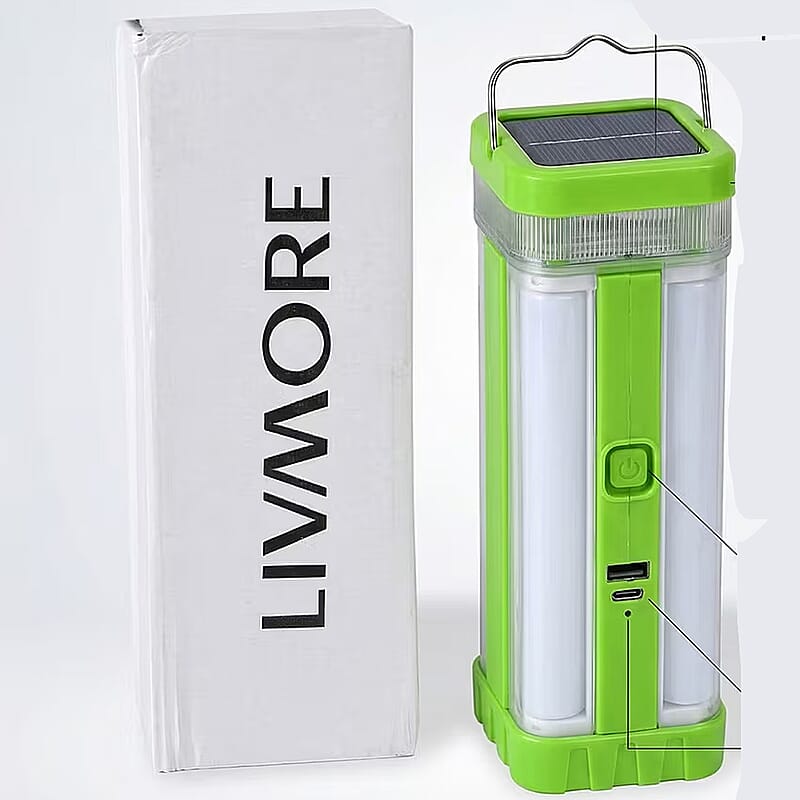 Livmore Green LED Solar and USB Rechargeable Torch