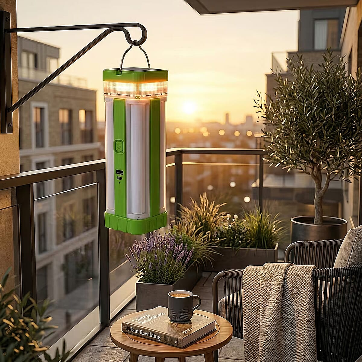 Livmore Blue LED Solar and USB Rechargeable Torch image number 1