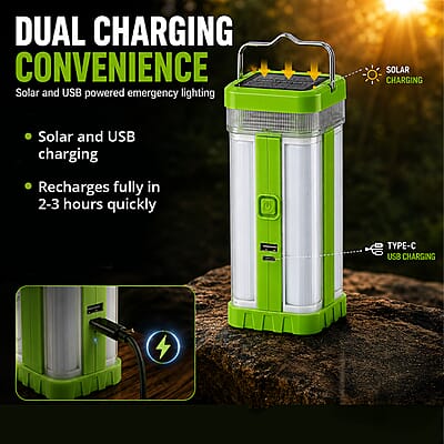 Livmore Green LED Solar and USB Rechargeable Torch