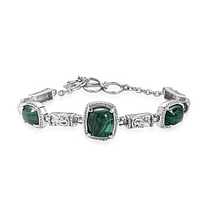 EverTrue Africnan Malachite 15.75 ctw Bracelet in Stainless Steel (7.00 In)