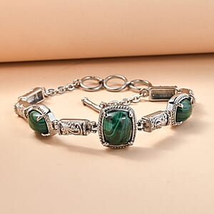 EverTrue Africnan Malachite 15.75 ctw Bracelet in Stainless Steel (7.00 In)