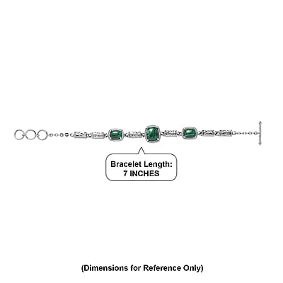 EverTrue Africnan Malachite 15.75 ctw Bracelet in Stainless Steel (7.00 In)