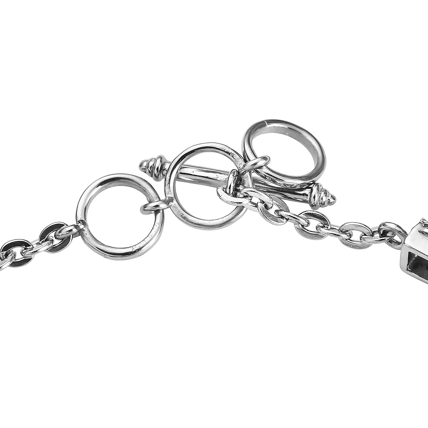 EverTrue Malagasy Labradorite 14.10 ctw Fancy Bracelet in Stainless Steel (7.00 In)