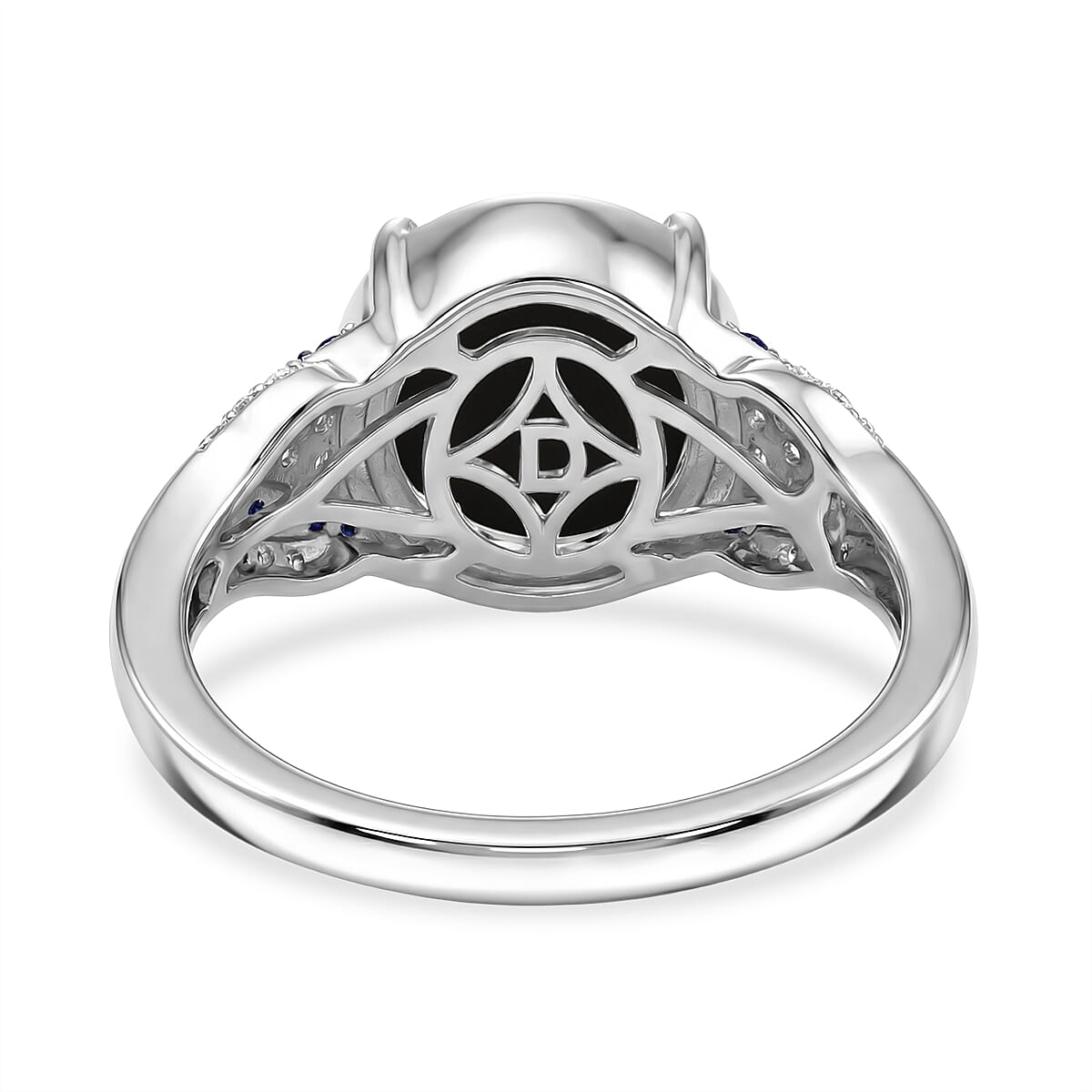 D'Joy Canadian Ammolite and Multi Gemstone 2.90 ctw Royal Arch Spectrum Ring in Rhodium Over Sterling Silver (Size 9.0) image number 4