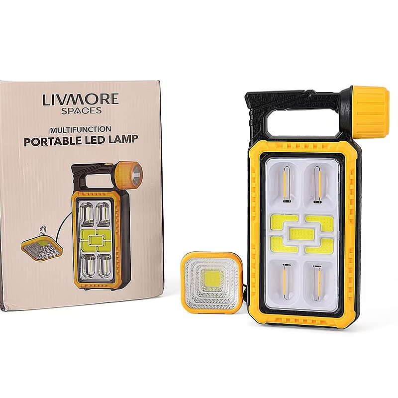Livmore Yellow LED Solar and USB Rechargeable Torch