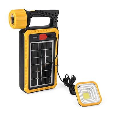 Livmore Yellow LED Solar and USB Rechargeable Torch
