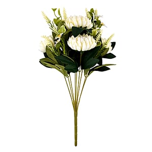 Livmore White Four Head Floral Stem Artificial Flower