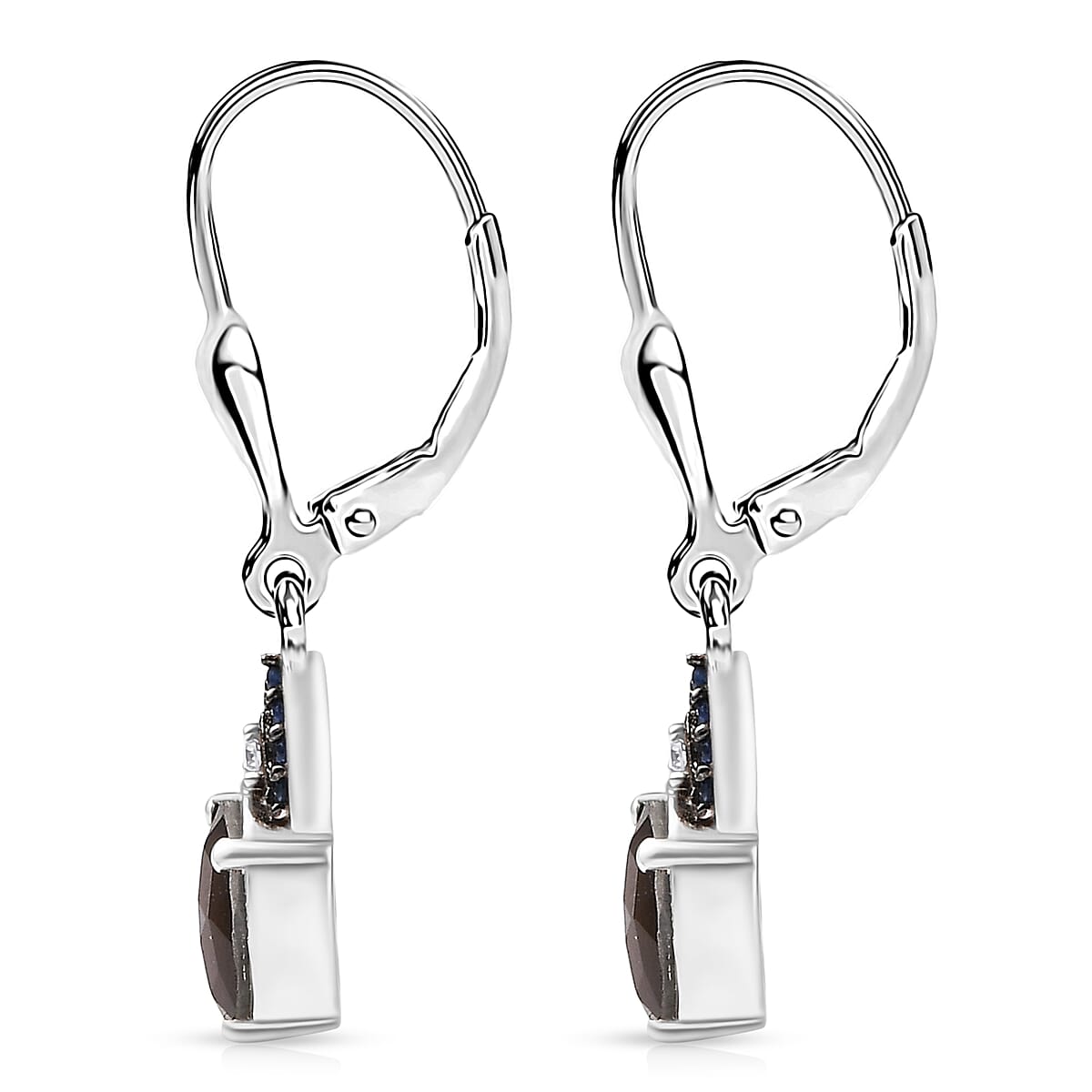D'Joy Canadian Ammolite and Multi Gemstone 2.75 ctw Royal Arch Spectrum Earrings in Rhodium Over Sterling Silver image number 4