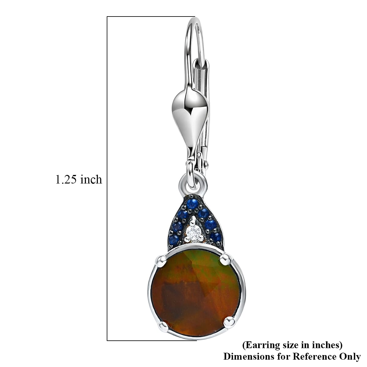 D'Joy Canadian Ammolite and Multi Gemstone 2.75 ctw Royal Arch Spectrum Earrings in Rhodium Over Sterling Silver image number 6