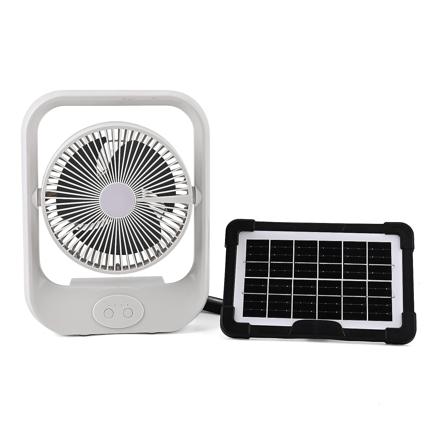 Livmore White USB Rechargeable Fan with 6V4W Solar Panel