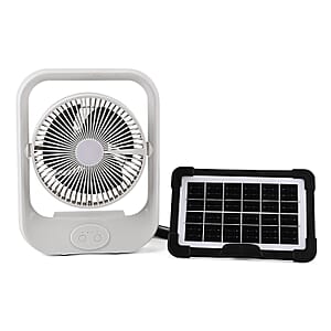 Livmore White USB Rechargeable Fan with 6V4W Solar Panel