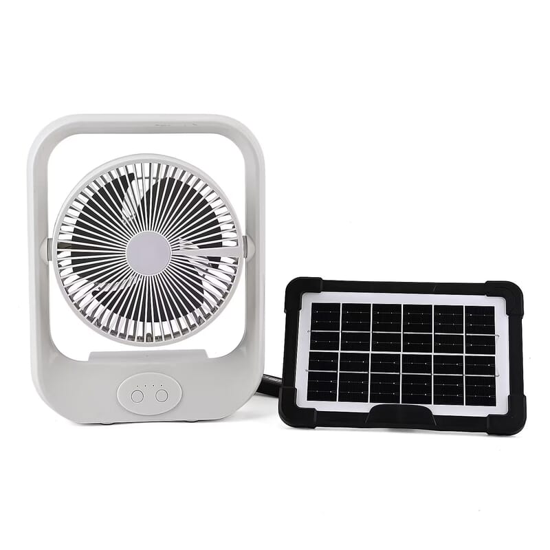 Livmore White USB Rechargeable Fan with 6V4W Solar Panel