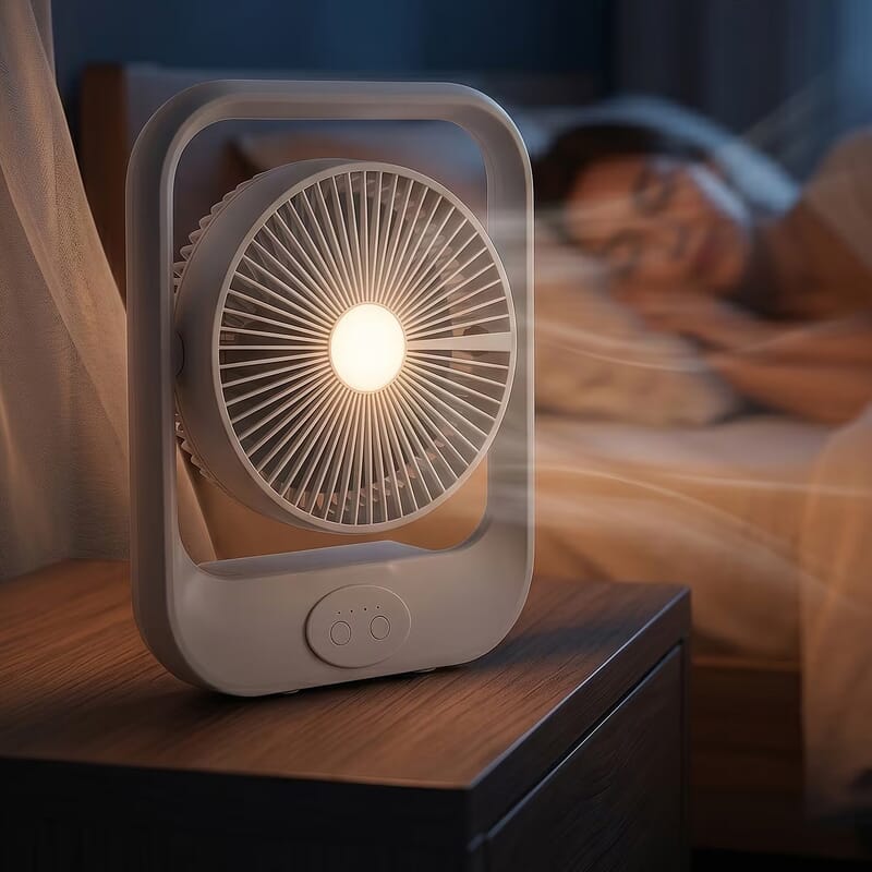 Livmore White USB Rechargeable Fan with 6V4W Solar Panel