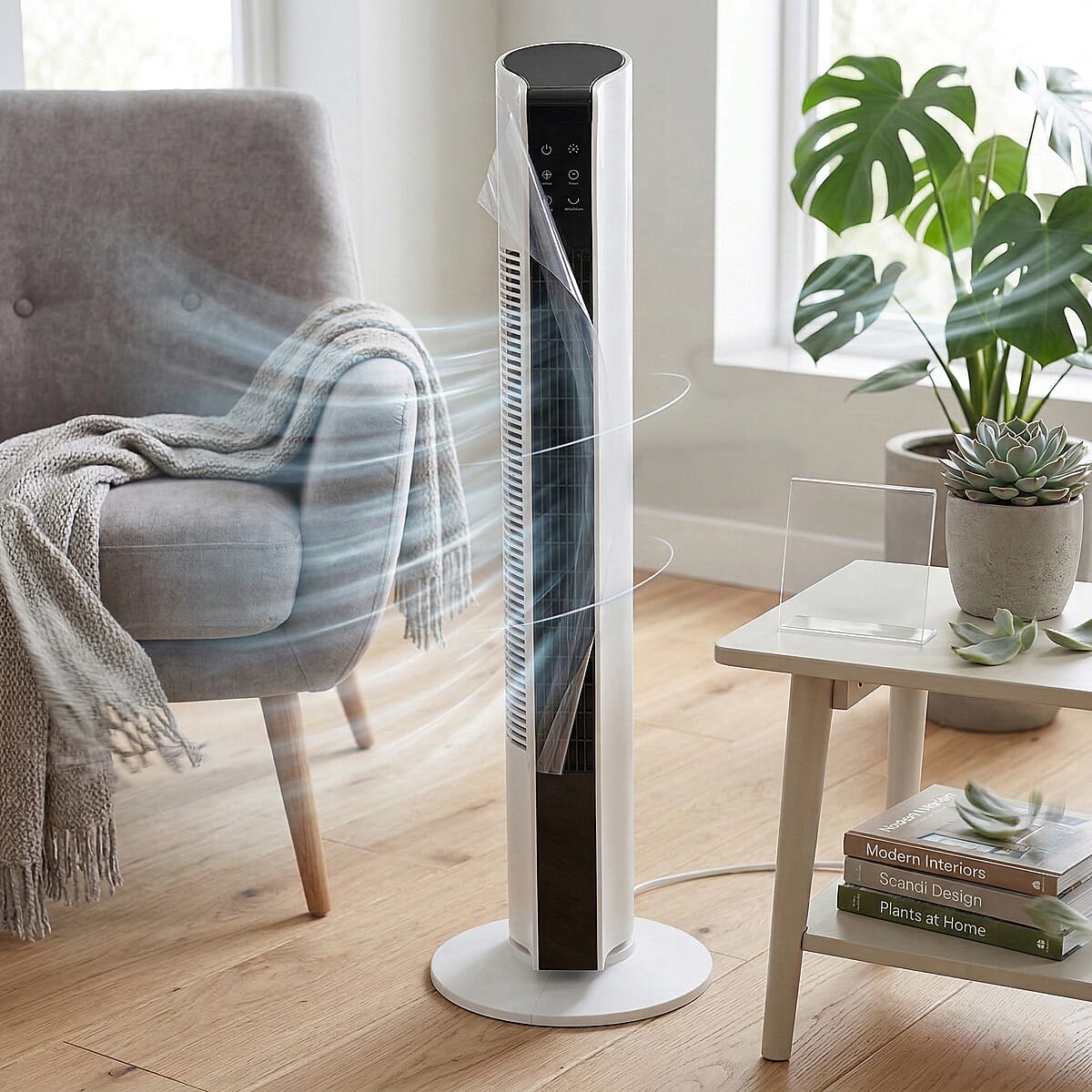 Livmore White Tower Fan (110V, 45W, 3 Speed Settings) (10.43"x10.43"x33.86") image number 1