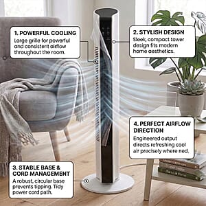 Livmore White Tower Fan (110V, 45W, 3 Speed Settings)