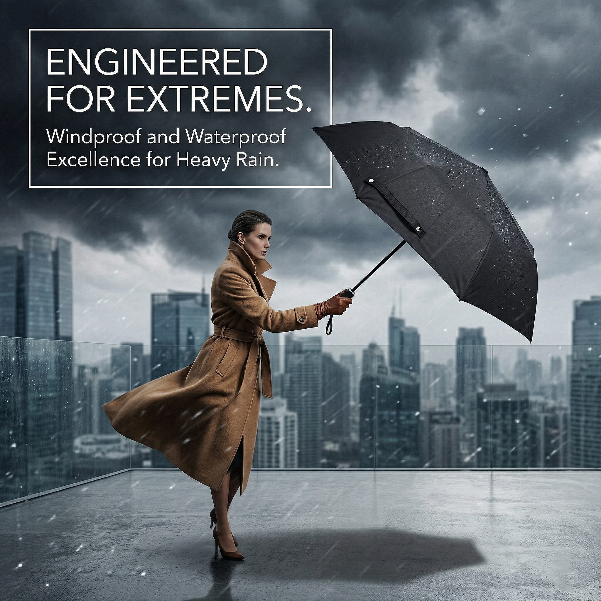 Livmore Black Three-Fold Umbrella