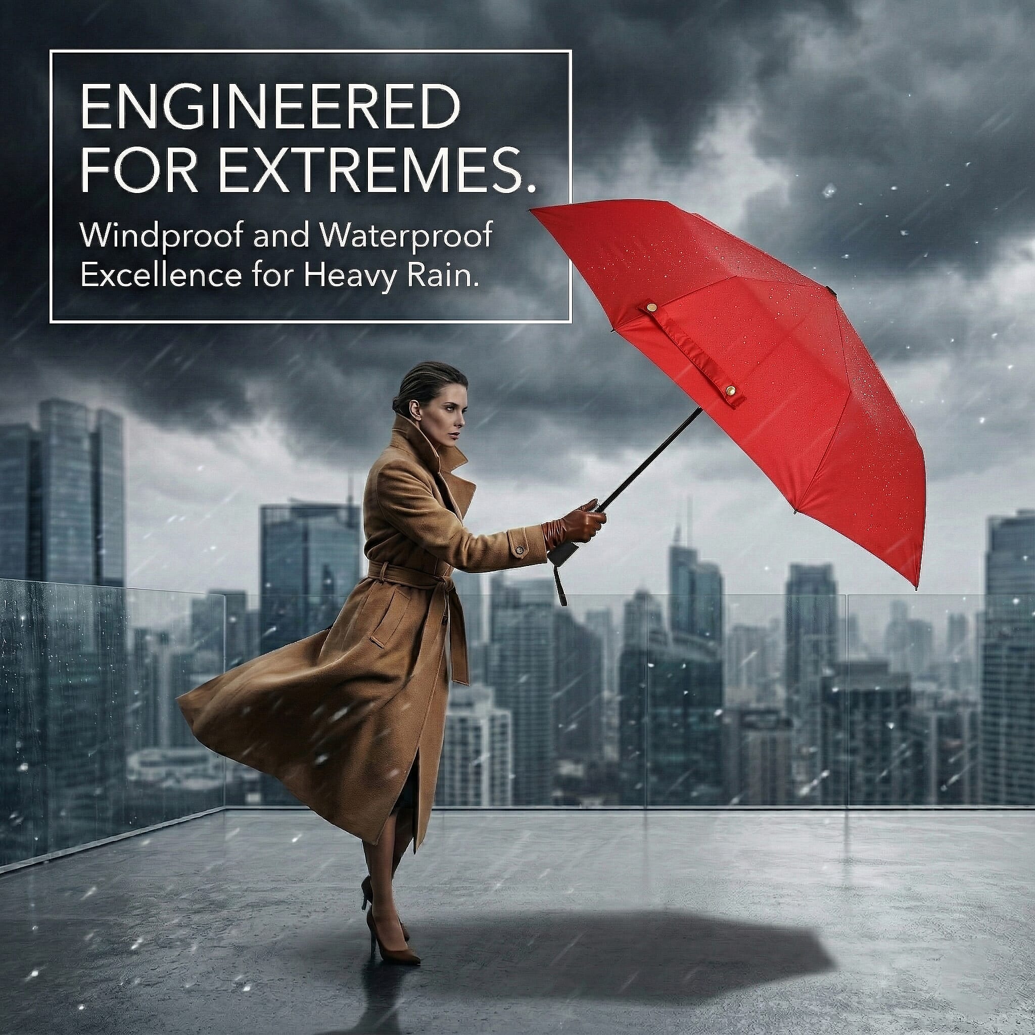 Livmore Red Three-Fold Umbrella