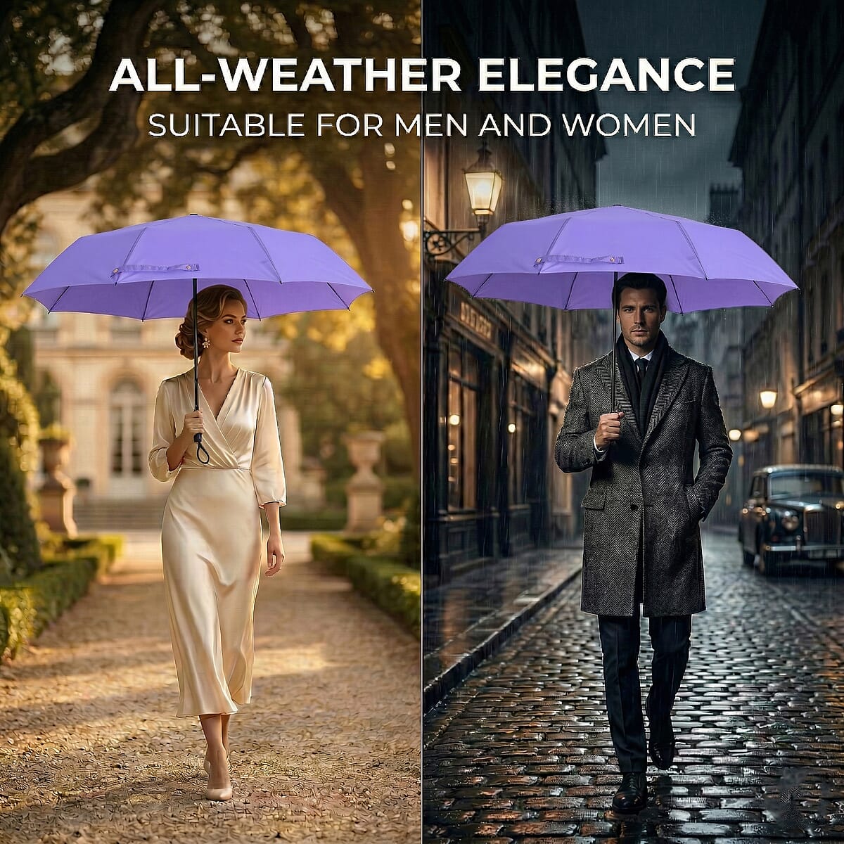 Livmore Light Purple Three-Fold Umbrella image number 1