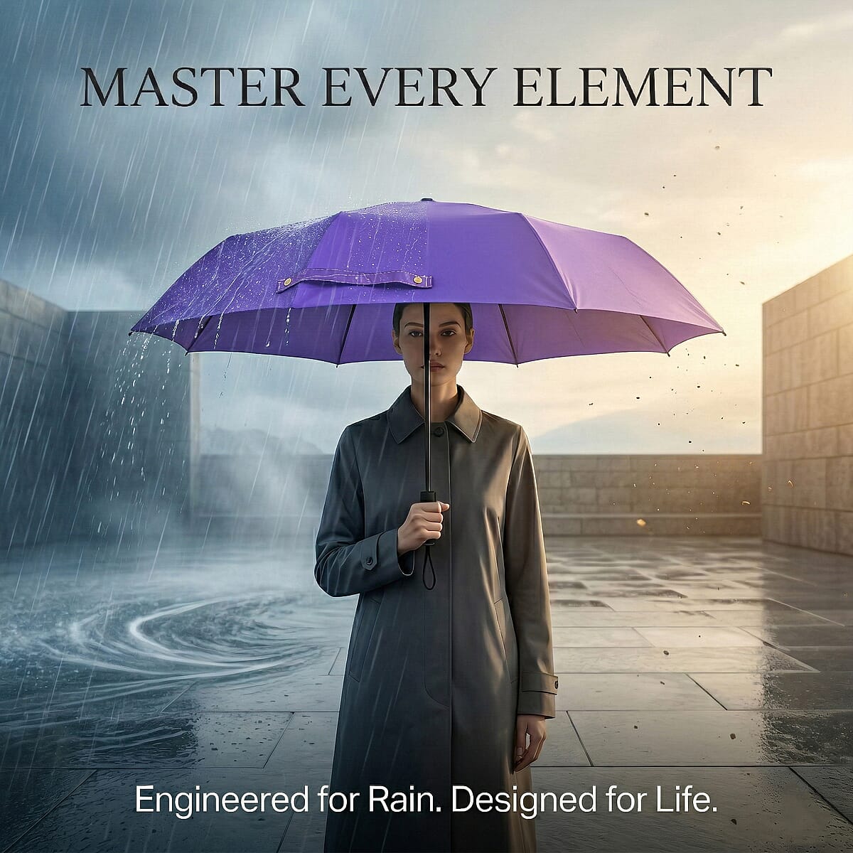 Livmore Light Purple Three-Fold Umbrella image number 2