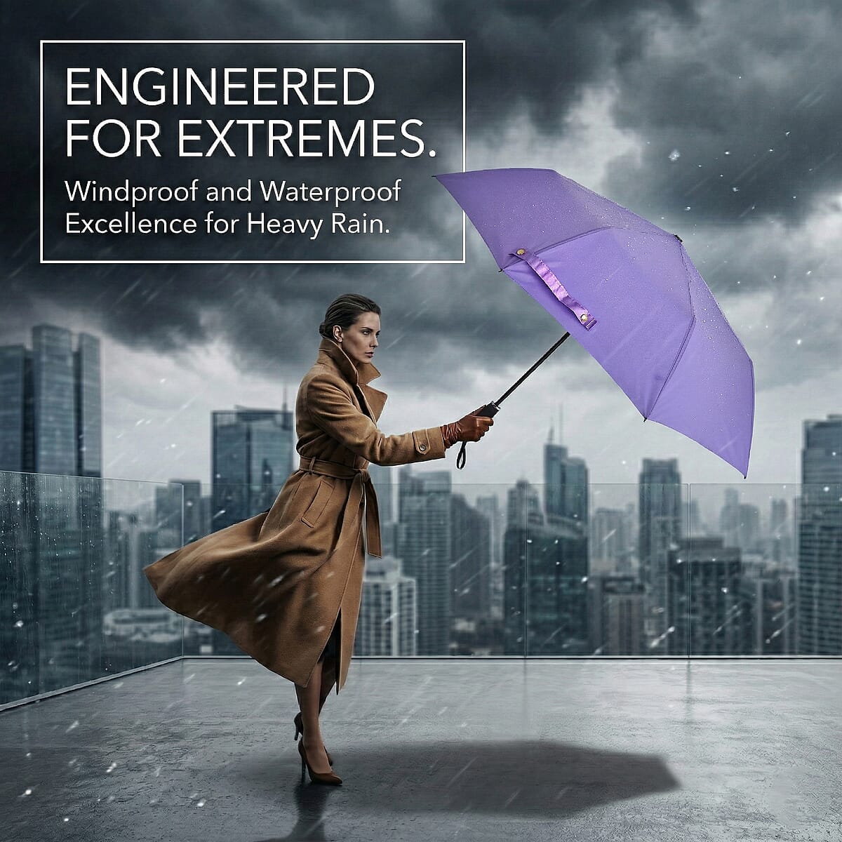 Livmore Light Purple Three-Fold Umbrella image number 3