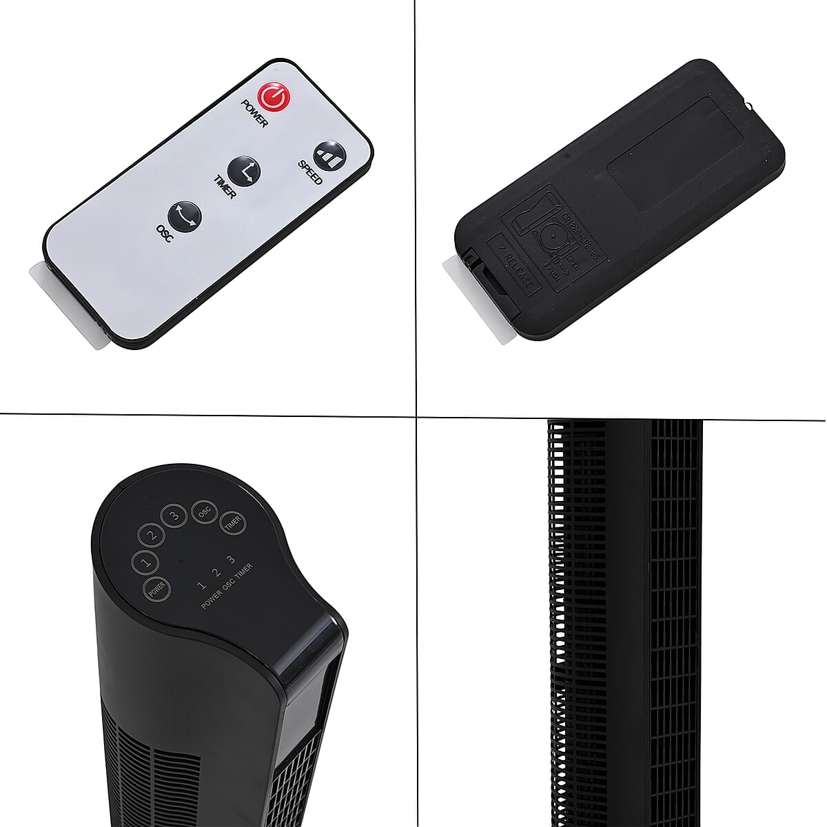 Livmore Black Tower Fan (110V, 45W, 3 Speed Settings) image number 5