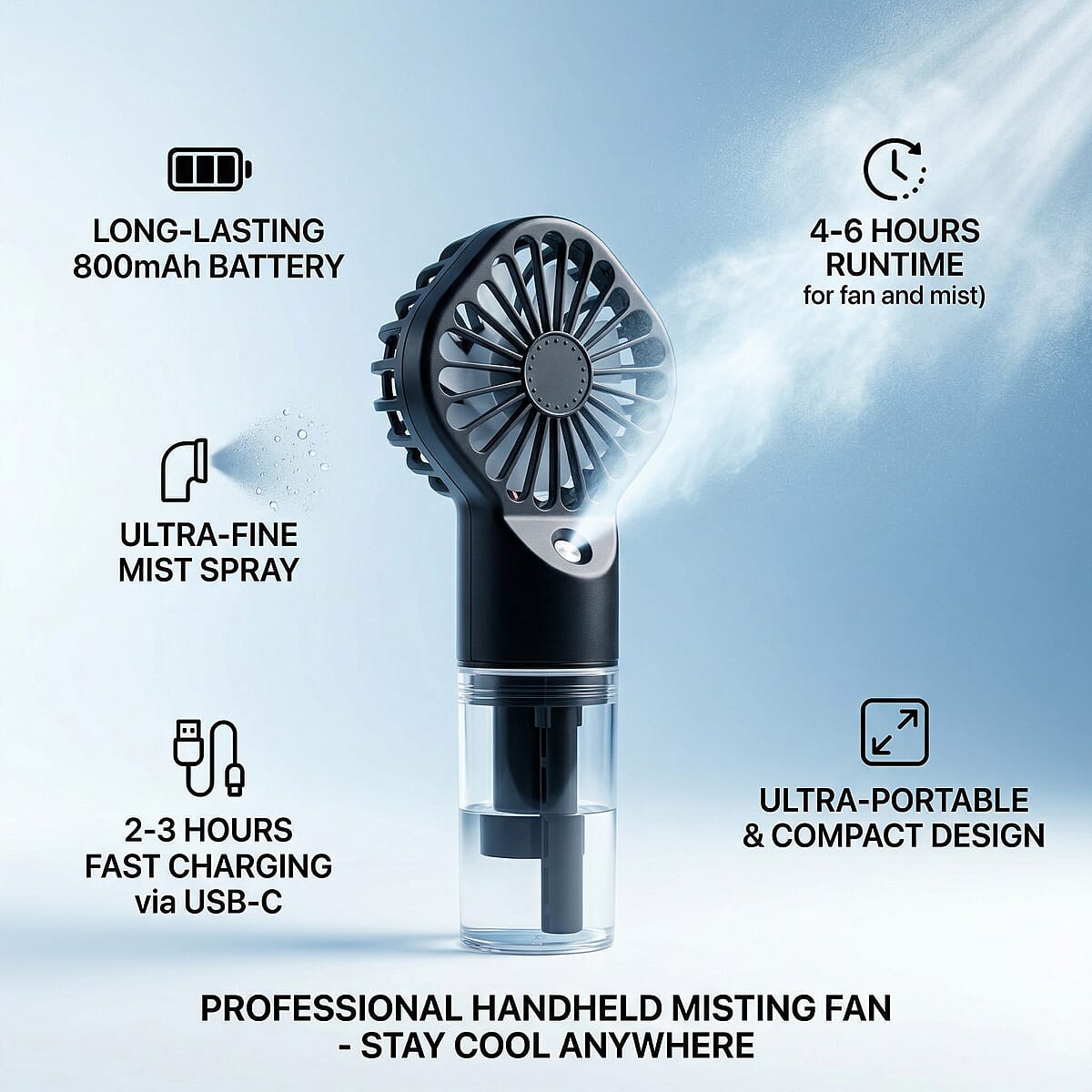 Black Handheld Spray Fan image number 6