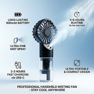 Black Handheld Spray Fan