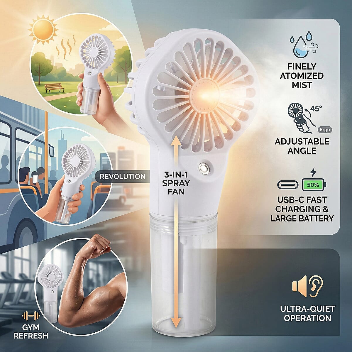 White Handheld Spray Fan image number 4