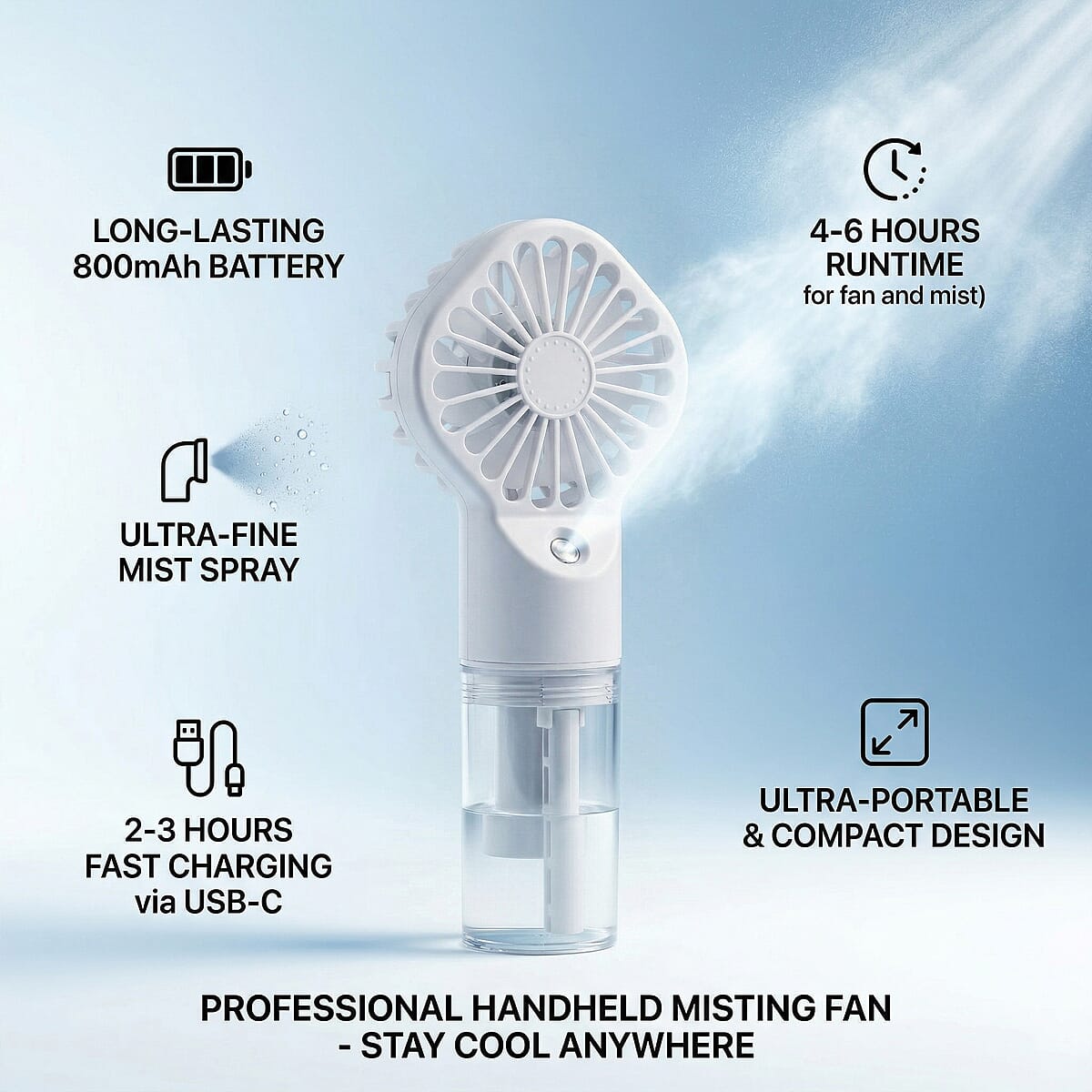 White Handheld Spray Fan image number 6