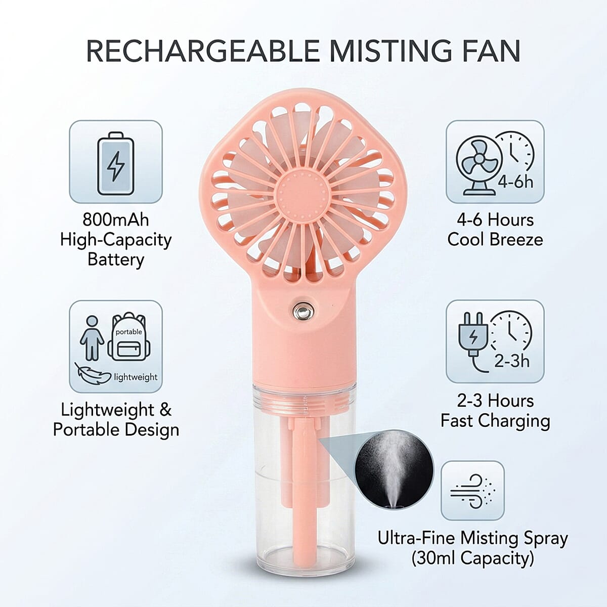 Pink Handheld Spray Fan image number 5