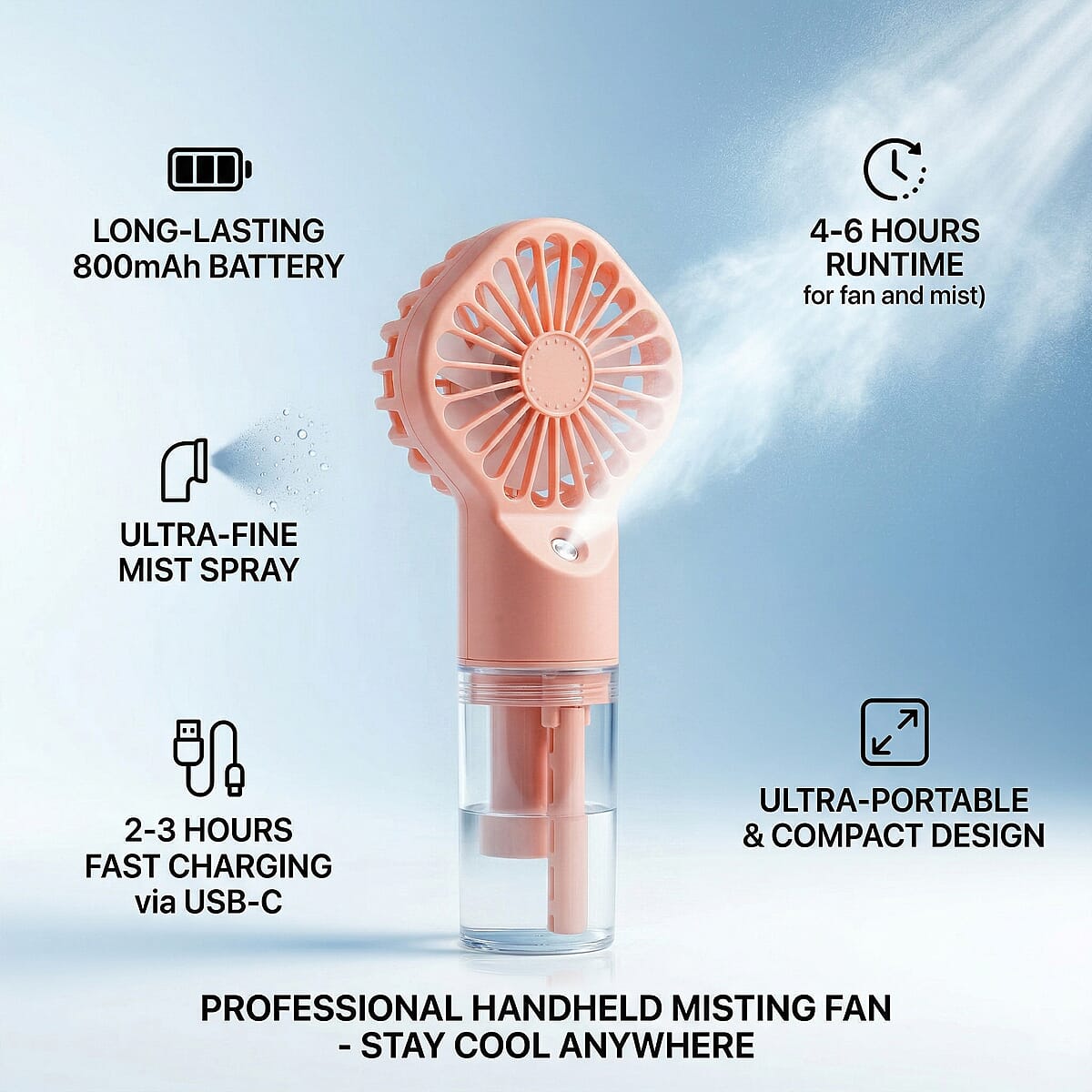 Pink Handheld Spray Fan image number 6