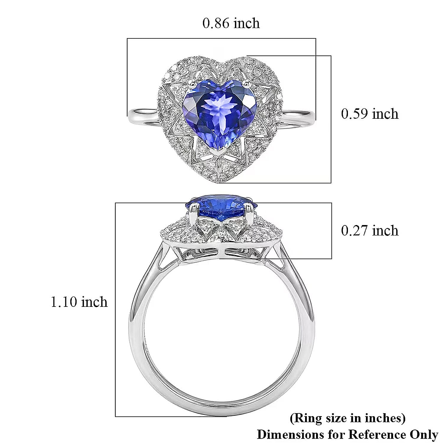 GP Premium Tanzanite and Diamond I2 2.10 ctw Ring in 10K White Gold (Size 10.0)