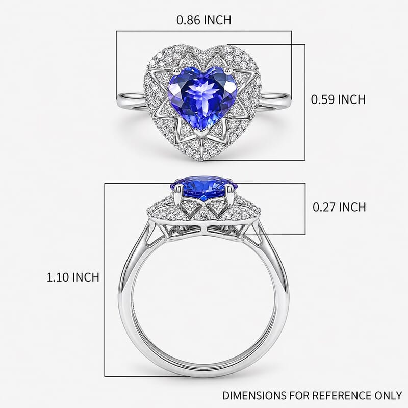 GP Premium Tanzanite and Diamond I2 2.10 ctw Ring in 10K White Gold (Size 10.0)
