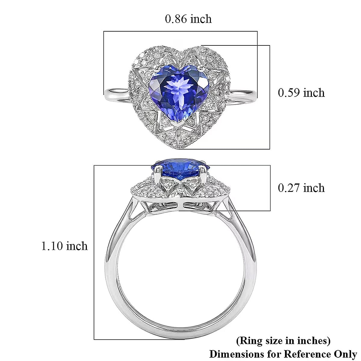 GP Premium Tanzanite and Diamond I2 2.10 ctw Ring in 10K White Gold (Size 5.0) image number 5