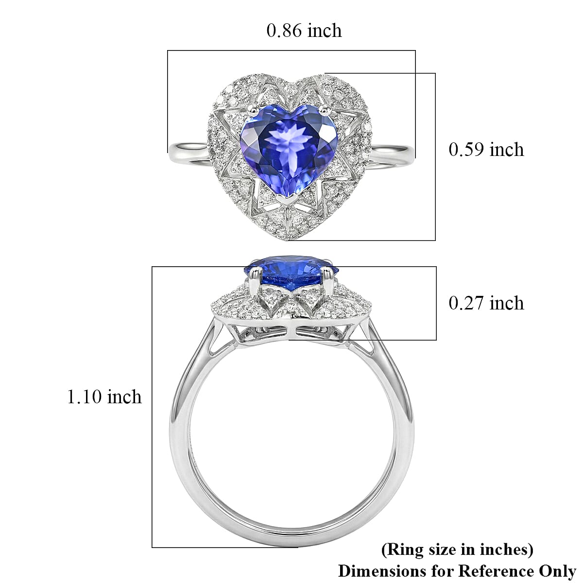 GP Premium Tanzanite and Diamond I2 2.10 ctw Ring in 10K White Gold (Size 6.0) image number 6