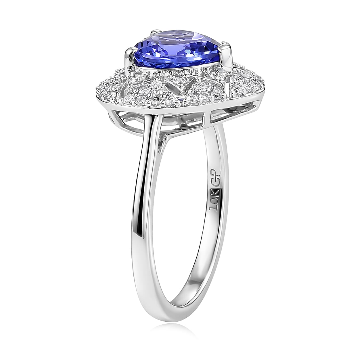 GP Premium Tanzanite and Diamond I2 2.10 ctw Ring in 10K White Gold (Size 7.0) image number 4