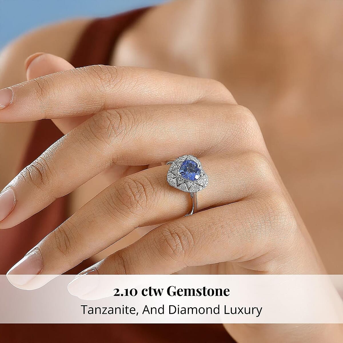 GP Premium Tanzanite and Diamond I2 2.10 ctw Ring in 10K White Gold (Size 8.5) image number 1