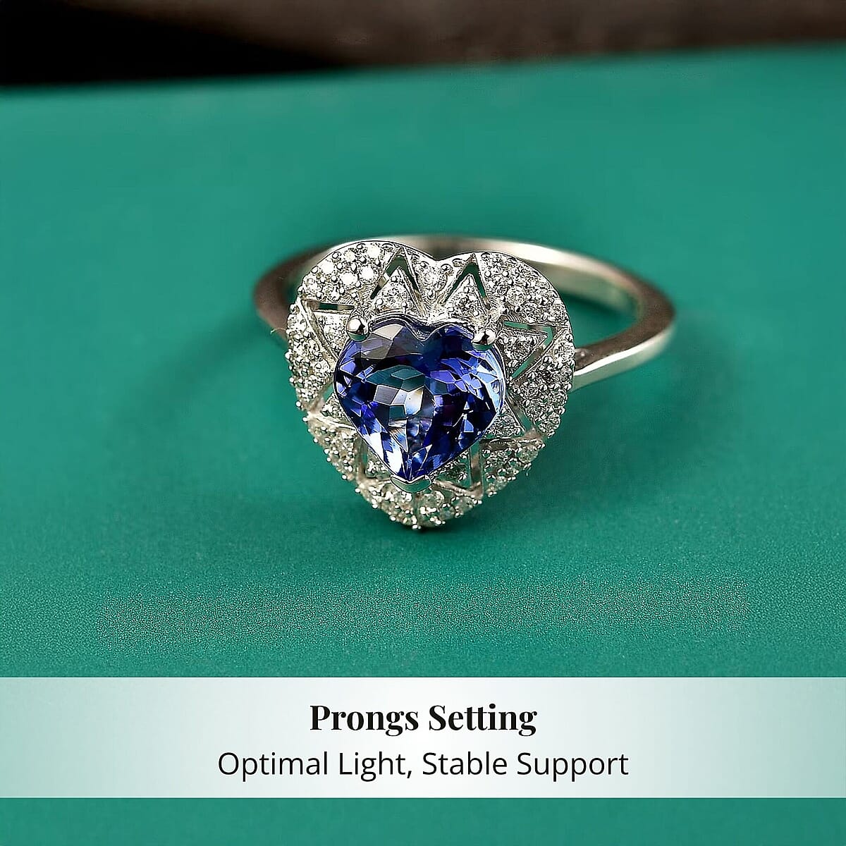 GP Premium Tanzanite and Diamond I2 2.10 ctw Ring in 10K White Gold (Size 9.5) image number 3